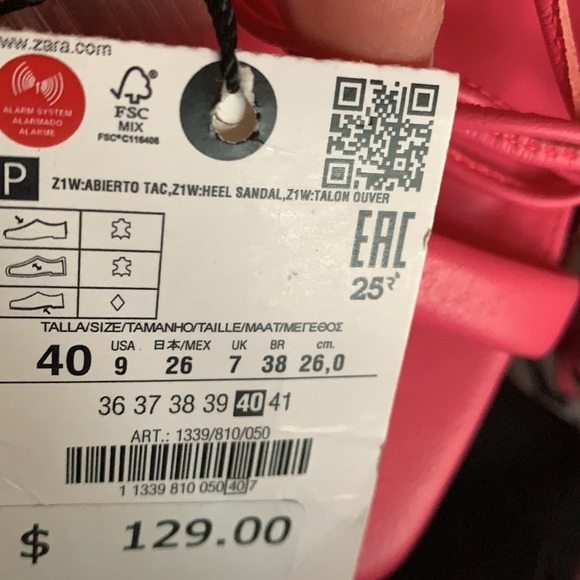 NWT. Zara Pink Tied High-Heel Sandals. Size 9. - Picture 9 of 9